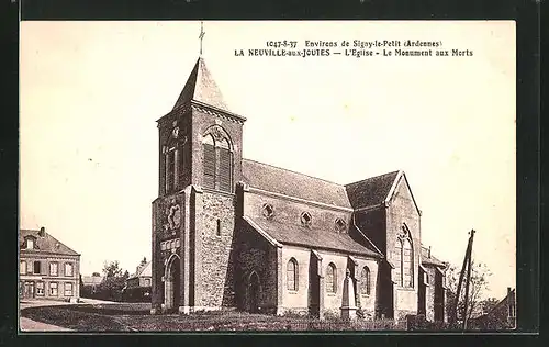 AK La Neuville-aux-Joutes, L`Eglise, Le Monument aux Morts