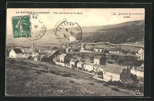 AK La Bastide-Saint-Laurent, Vue générale et la Gare