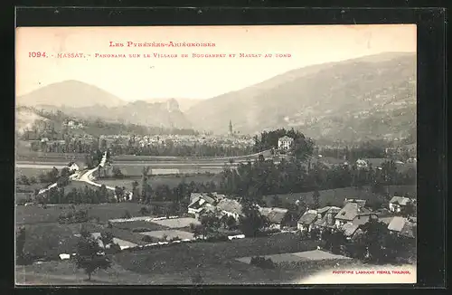 AK Massat, Panorama sur le Village de Bougarret et Massat au Fond