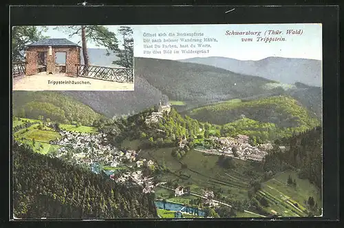 AK Schwarzburg /Thür. Wald, Panorama vom Trippstein gesehen