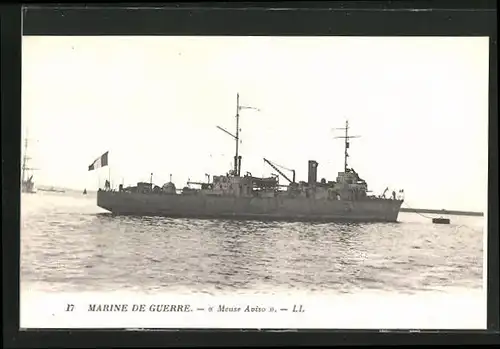 AK französisches Kriegsschiff Meuse Aviso