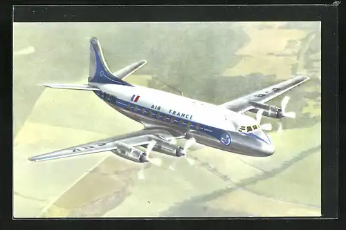 AK Passagierflugzeug Vickers Viscount der Air France Fluggesellschaft