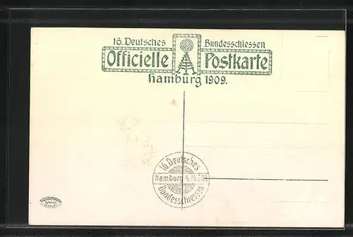 AK Hamburg, 16. Deutsches Bundesschiessen 1909, Ozeandampfer Hammonia