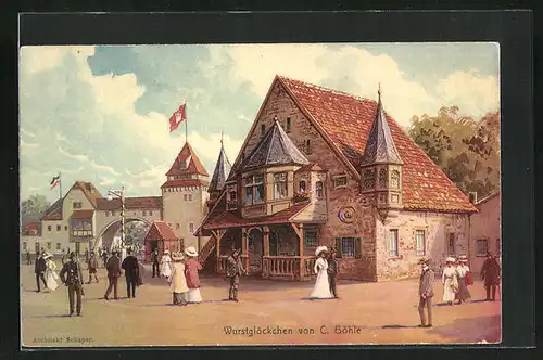 AK Hamburg, 16. Deutsches Bundesschiessen 1909, Gasthaus Wurtsglöckchen von C. Böhle