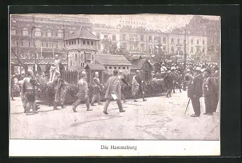 AK Hamburg, 16. Deutsches Bundesschiessen 1909, Festwagen Die Hammaburg