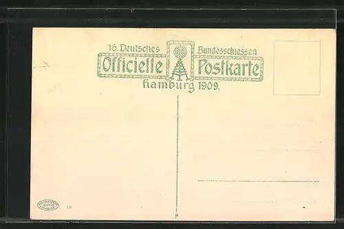 AK Hamburg, 16. Deutsches Bundesschiessen 1909, Festwagen eine alte Torwache