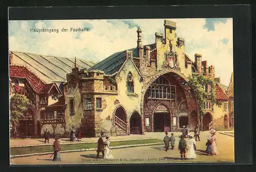 AK Hamburg, 16. Deutsches Bundesschiessen 1909, Festhalle-Haupteingang