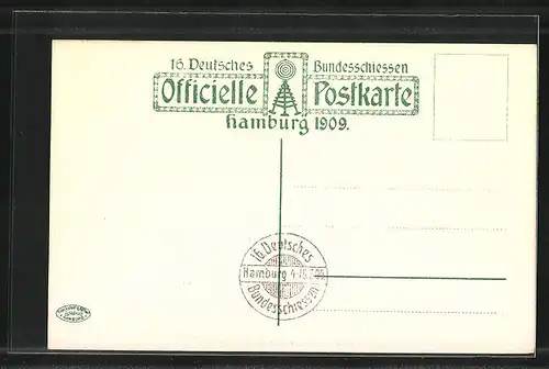 AK Hamburg, 16. Deutsches Bundesschiessen 1909, Festhalle-Haupteingang