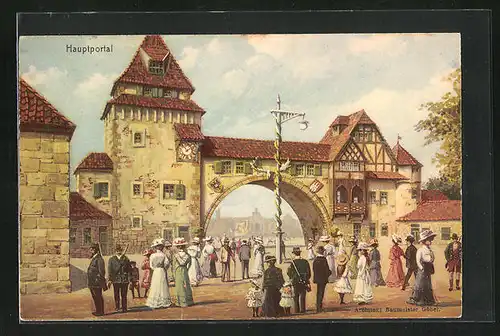 AK Hamburg, 16. Deutsches Bundesschiessen 1909, Hauptportal zum Schützenfest