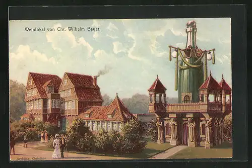 AK Hamburg, 16. Deutsches Bundesschiessen 1909, Weinlokal von Chr. Wilhelm Bauer