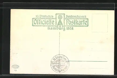 AK Hamburg, 16. Deutsches Bundesschiessen 1909, Weinlokal von Chr. Wilhelm Bauer & Sektkellerei Wachenheim