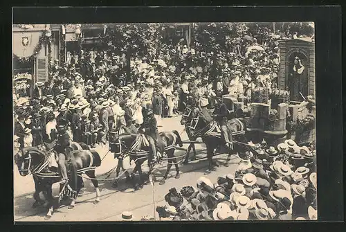 AK Frankfurt / Main, 17. Deutsches Bundes- und Goldenes Jubiläums-Schiessen 1912, Wagen aus dem Festzug