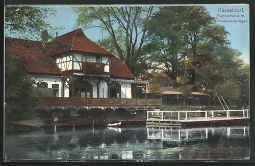 AK Düsseldorf, Fischerhaus mit Schwanenspiegel