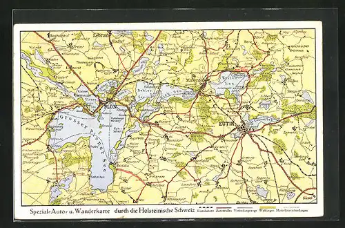 AK Plön, Spezial-Auto- und Wanderkarte durch die Holsteinische Schweiz