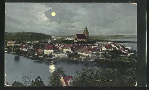 AK Mölln i. Lbg., Panorama bei Mondschein