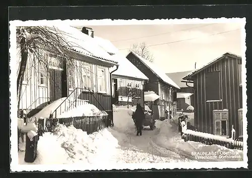 AK Braunlage / Harz, verschneite Dorfstrasse
