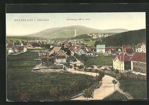 AK Braunlage / Harz, Gesamtansicht mit Wurmberg