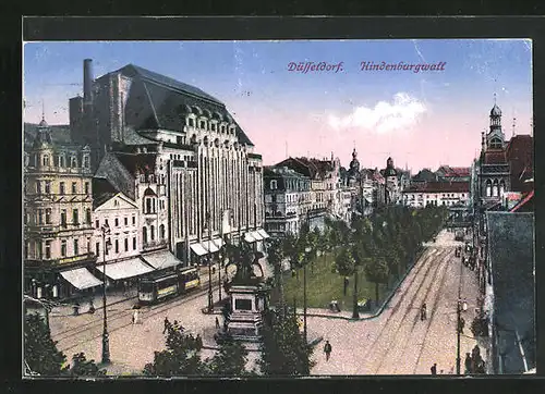 AK Düsseldorf, Strassenbahn am Hindenburgwall