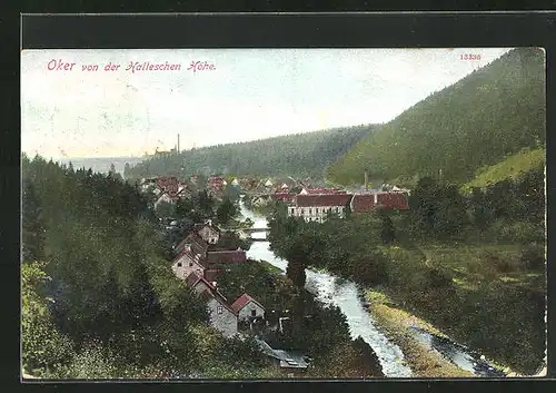 AK Oker / Harz, Blick von der Halleschen Höhe