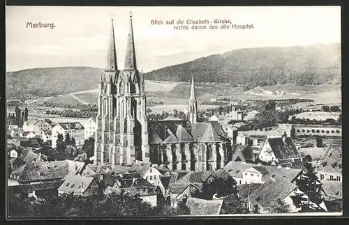 AK Marburg an der Lahn, Blick auf die Elisabeth-Kirche
