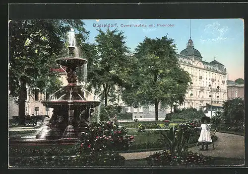 AK Düsseldorf, Corneliusplatz mit Parkhotel