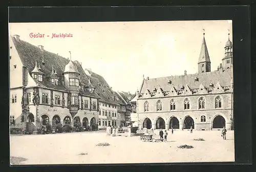 AK Goslar / Harz, Marktplatz mit Hotel Kaiserworth