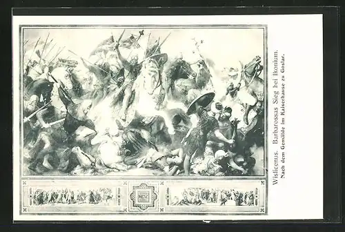 AK Goslar / Harz, Gemälde Wislicenus, Barbarossas Sieg bei Ikonium