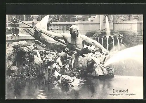 AK Düsseldorf, Tritonengruppe im Stadtgraben