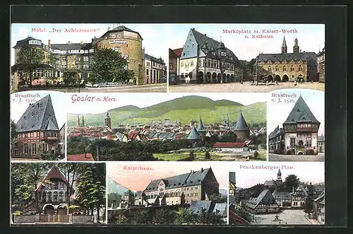 AK Goslar / Harz, Hotel Achtermann, Marktplatz, Gasthaus Brusttuch, Kaiserhaus