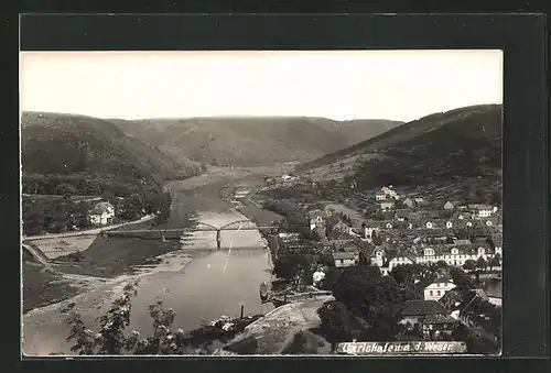 AK Carlshafen a. Weser, Totale vom Berg gesehen