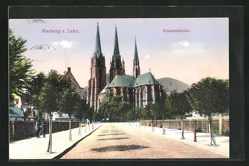 AK Marburg / Lahn, Blick zur Elisabethkirche