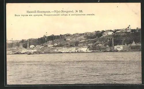 AK Nijni-Novgorod, Blick über das Wasser zur Stadt