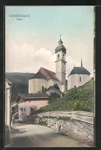AK Gossensass, Ortspartie mit Kirche