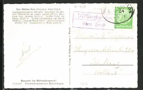 AK Landpoststempel Völlinghausen über Soest, Zug 34