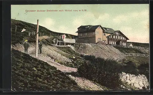 AK Landpoststempel Höchste Posthilfstelle Els. Loth. Hotel Grosser Sulzer Belchen 1424 Meter über d. Meer