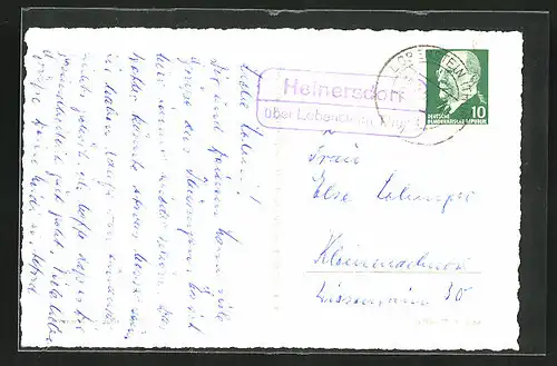 AK Landpoststempel Heinersdorf über Lobenstein (Thür.)