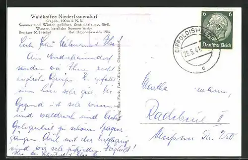 AK Landpoststempel Niederfrauendorf über Dippoldiswalde