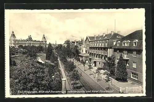 AK Bad Wildungen, Blick auf Sanatorium Helenenquelle und Hotel Fürstenhof