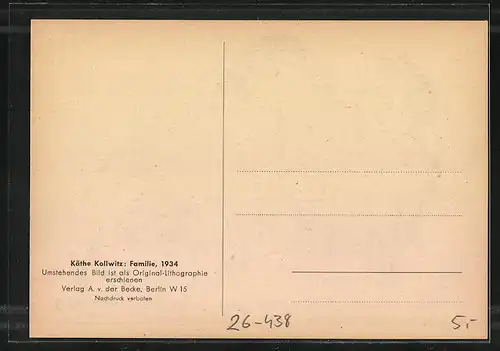 Künstler-AK Käthe Kollwitz: Familie 1934