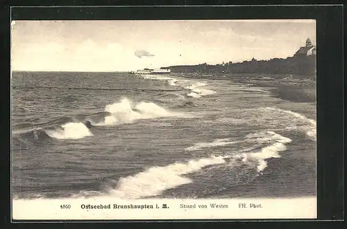 AK Brunshaupten i. M., Strand von Westen gesehen