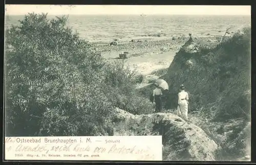 AK Brunshaupten i. M., Schlucht, Weg zum Strand