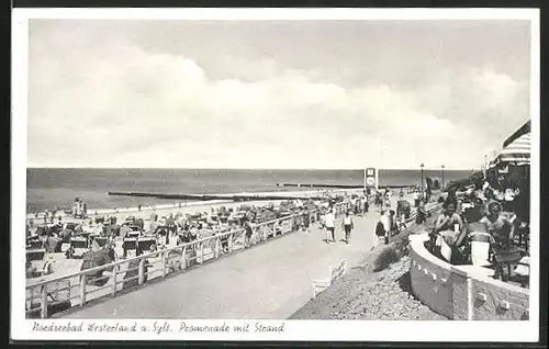 AK Westerland / Sylt, Promenade mit Strand