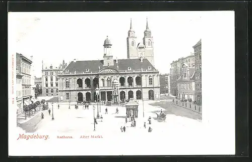 AK Magdeburg, Alter Markt mit Rathaus