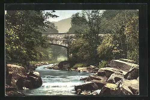 AK Schwarzatal / Thür. Wald, Steinerne Brücke