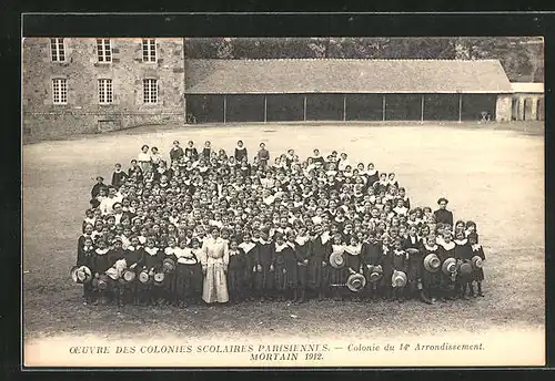 AK Paris, Oeuvre des Colonies Scolaires Parisiennes, Colonie du 14e Arrondissement, Mortain 1912