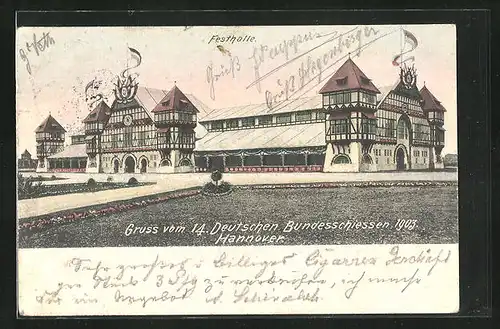 AK Hannover, 14. Deutsches Bundesschiessen 1903, Festhalle