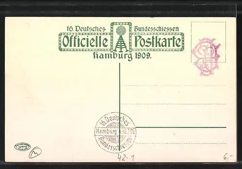 AK Hamburg, 16. Deutsches Bundesschiessen 1909, Konditorei und Café Alsterpavillon