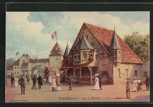 AK Hamburg, 16. Deutsches Bundesschiessen 1909, Gasthaus Wurstglöckchen von C. Böhle