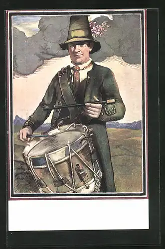 AK München, XV. Deutsches Bundesschiessen 1906, Trommler in Tracht