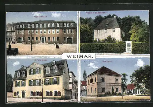 AK Weimar, Goethehaus, Liszthaus & Schillerhaus